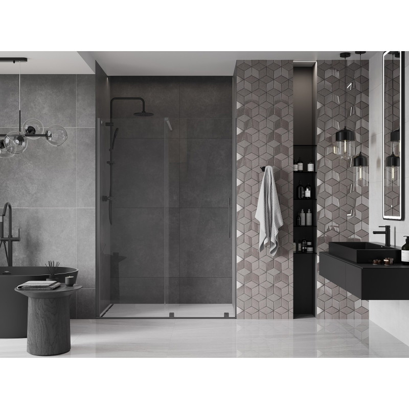 Mexen Velar lükand dušiuks 140 cm, läbipaistev, gun metal - 871-140-000-01-95
