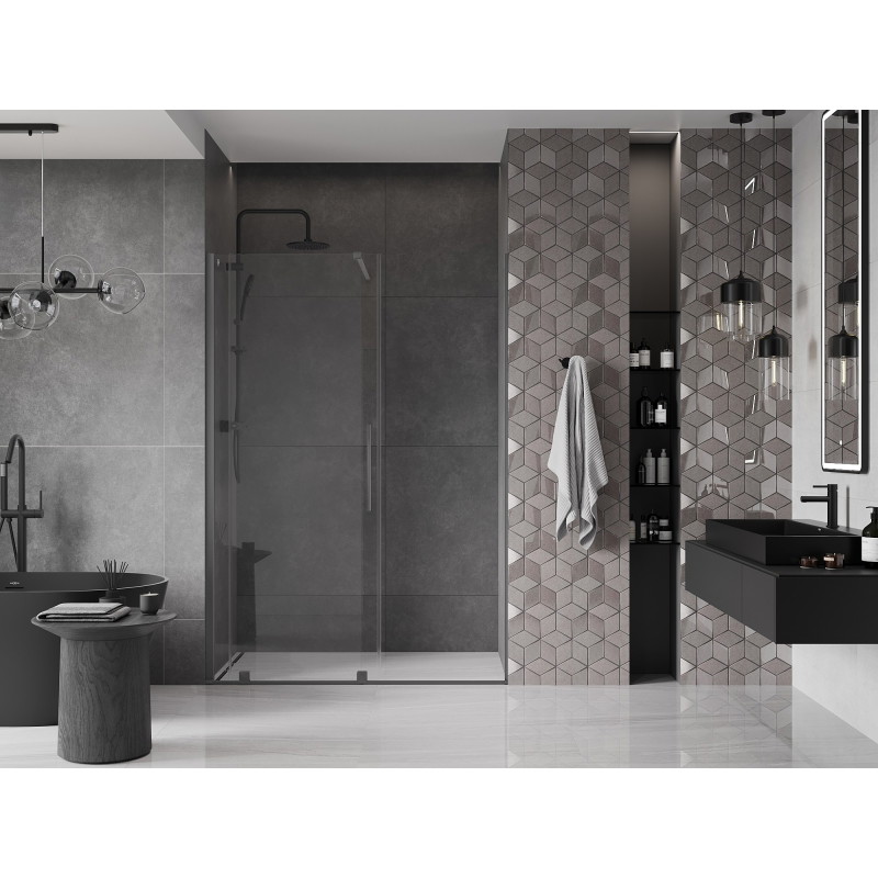Mexen Velar lükand dušiuks 140 cm, läbipaistev, gun metal - 871-140-000-01-95