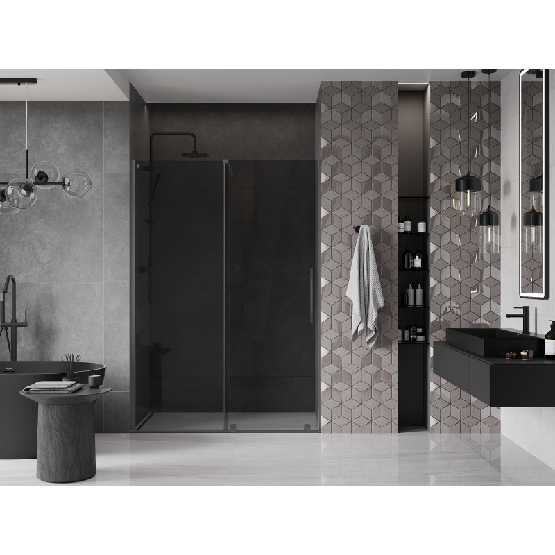 Mexen Velar drzwi prysznicowe rozsuwane 130 cm, grafit, gun metal - 871-130-000-41-95