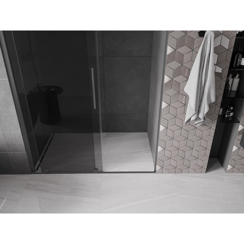 Mexen Velar sliding shower doors 140 cm, graphite, gun metal - 871-140-000-41-95