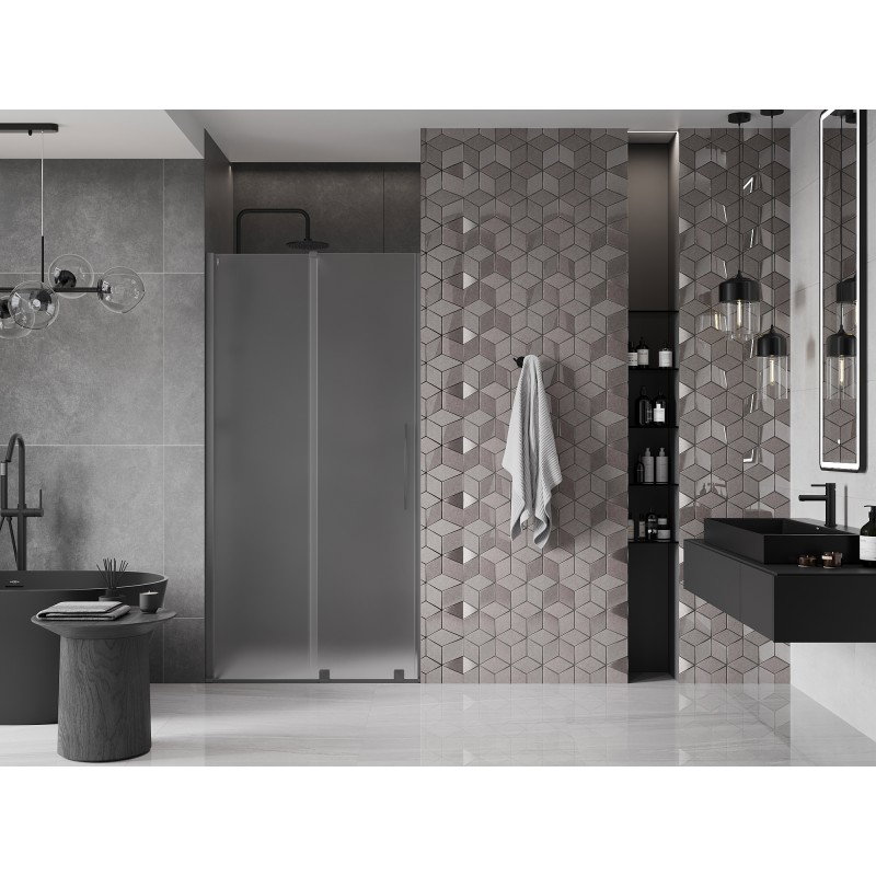 Mexen Velar sliding shower doors 90 cm, frost, gun metal - 871-090-000-31-95