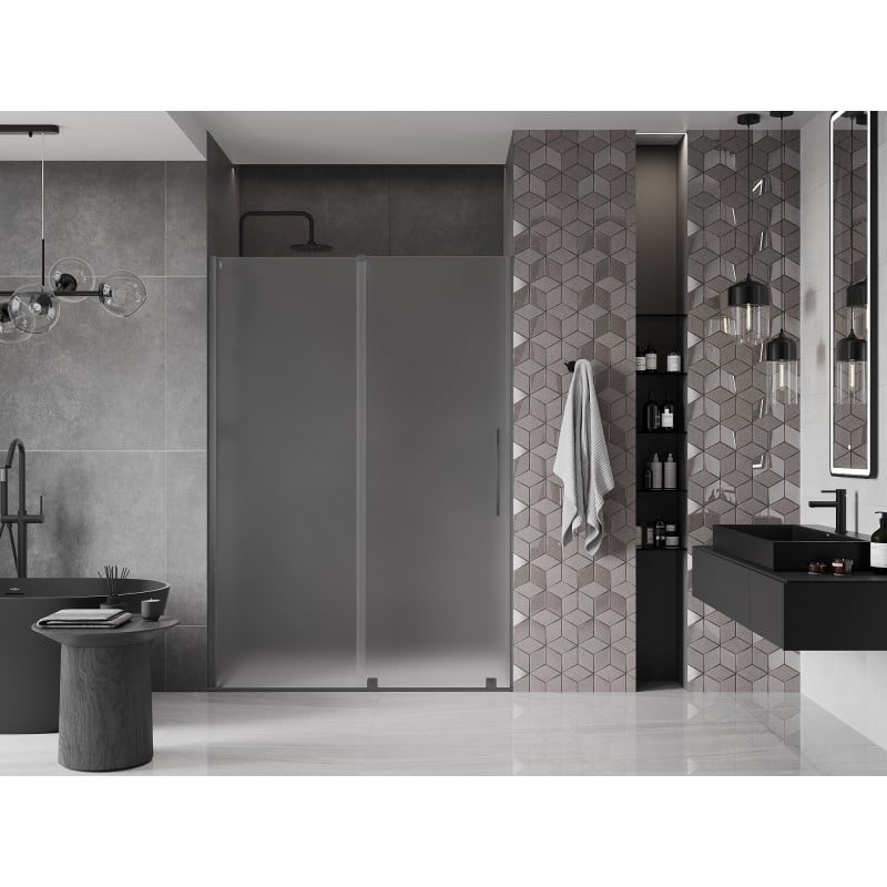 Mexen Velar drzwi prysznicowe rozsuwane 150 cm, szron, gun metal - 871-150-000-31-95