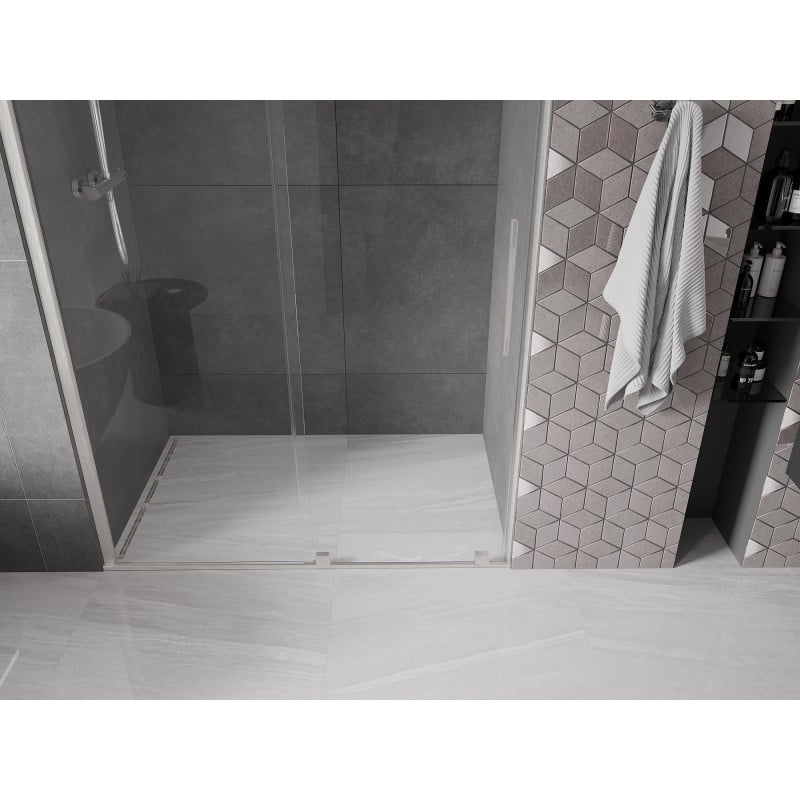 Mexen Velar drzwi prysznicowe rozsuwane 160 cm, transparent, nikiel szczotkowany - 871-160-000-01-97