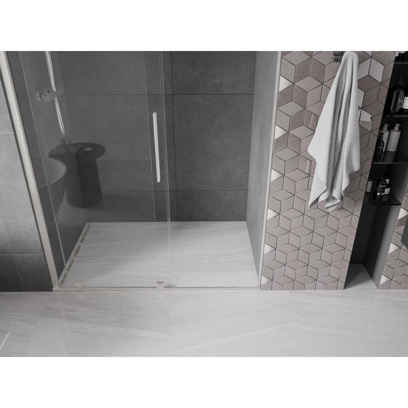 Mexen Velar drzwi prysznicowe rozsuwane 160 cm, transparent, nikiel szczotkowany - 871-160-000-01-97