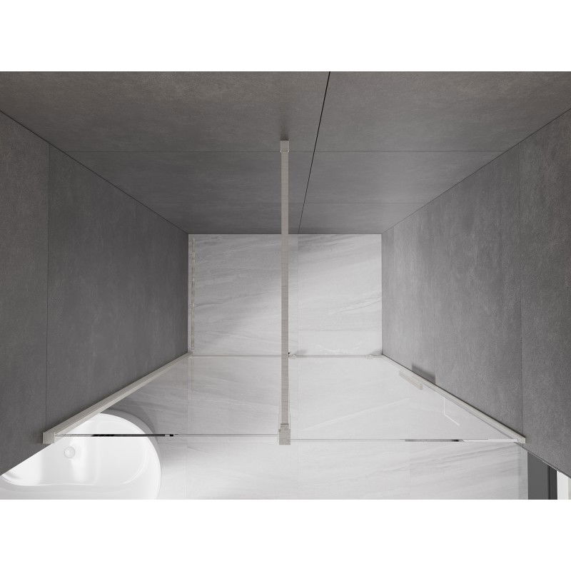 Mexen Velar porta de chuveiro deslizante 160 cm, transparente, níquel escovado - 871-160-000-01-97