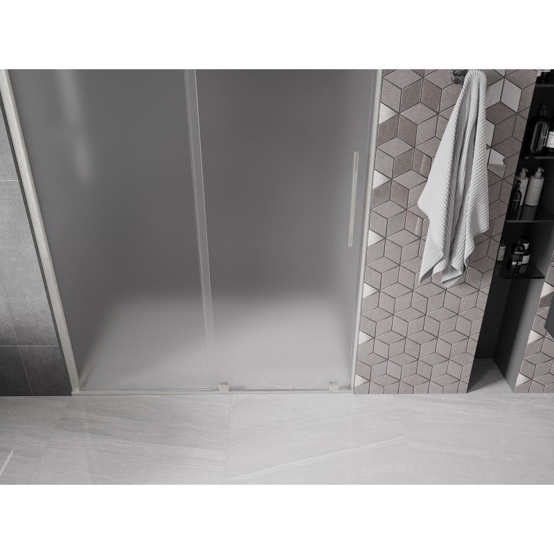 Mexen Velar drzwi prysznicowe rozsuwane 160 cm, szron, nikiel szczotkowany - 871-160-000-31-97