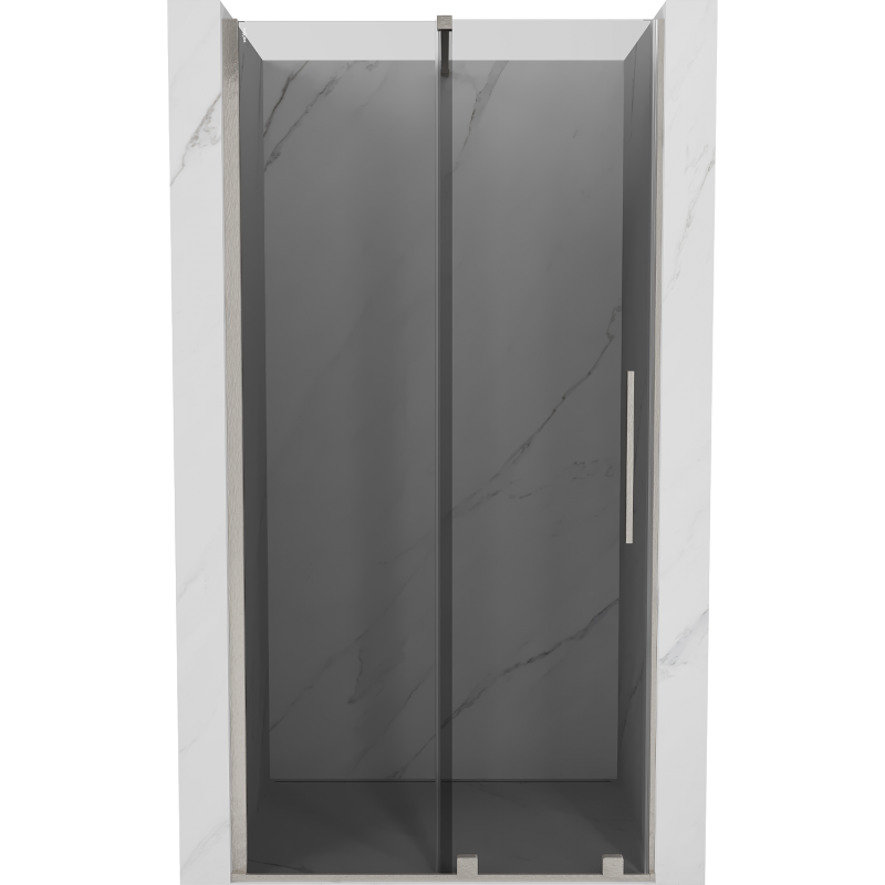 Mexen Velar Schiebetür für Dusche 110 cm, Graphit, gebürsteter Nickel - 871-110-000-41-97