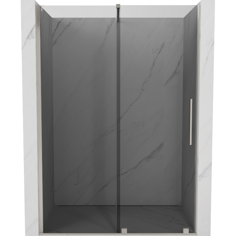 Mexen Velar 140 cm Sliding Shower Door, Graphite, Brushed Nickel - 871-140-000-41-97