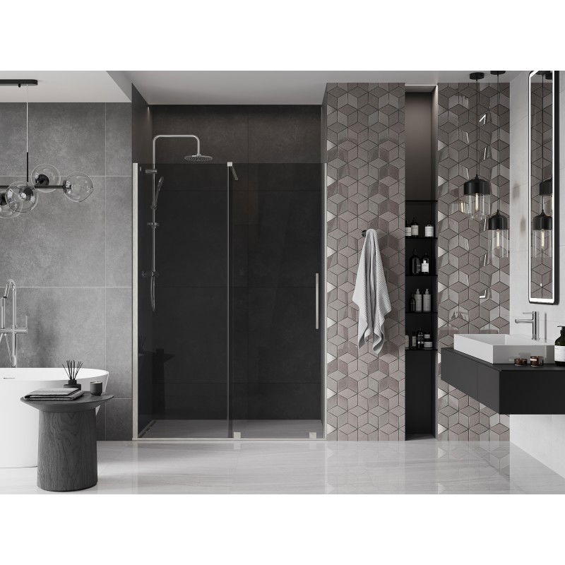 Mexen Velar porte de douche coulissante 140 cm, graphite, nickel brossé - 871-140-000-41-97