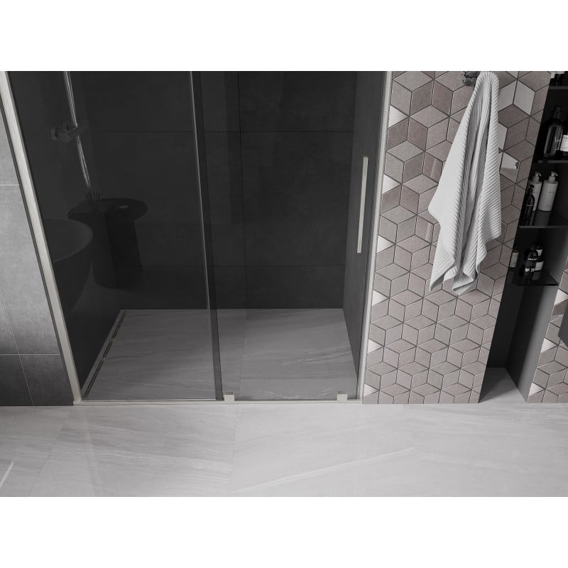Mexen Velar sliding shower door 160 cm, graphite, brushed nickel - 871-160-000-41-97