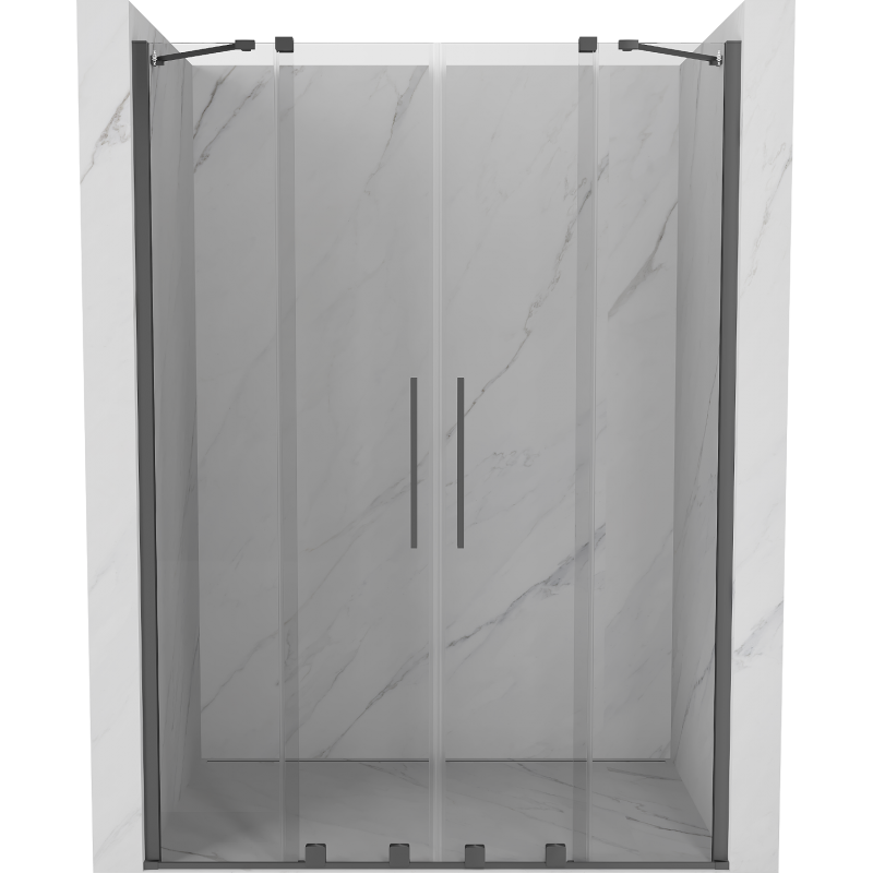 Mexen Velar Duo Schiebetür Dusche 150 cm, transparent, Gun Metal - 871-150-000-02-95