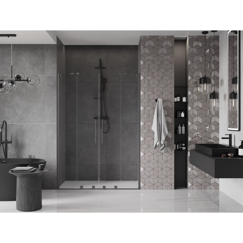 Mexen Velar Duo sliding shower door 150 cm, transparent, gun metal - 871-150-000-02-95