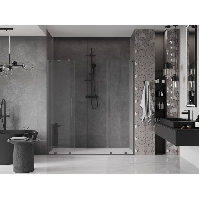 Mexen Velar Duo drzwi prysznicowe rozsuwane 170 cm, transparent, gun metal - 871-170-000-02-95