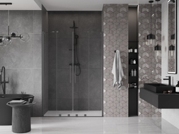 Mexen Velar Duo drzwi prysznicowe rozsuwane 160 cm, transparent, gun metal - 871-160-000-02-95
