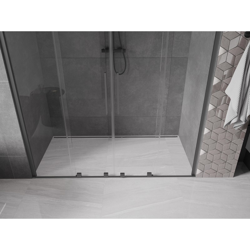 Mexen Velar Duo drzwi prysznicowe rozsuwane 180 cm, transparent, gun metal - 871-180-000-02-95