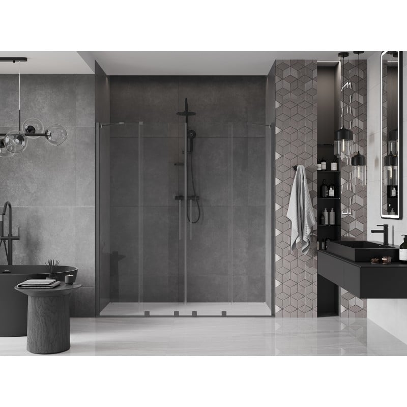 Mexen Velar Duo drzwi prysznicowe rozsuwane 170 cm, transparent, gun metal - 871-170-000-02-95