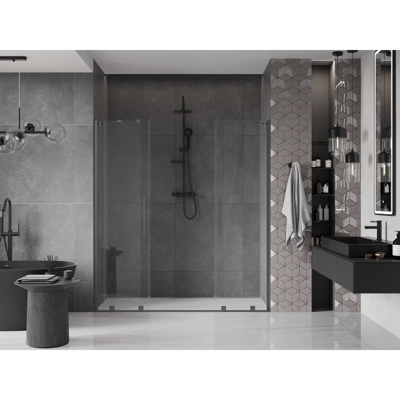 Mexen Velar Duo drzwi prysznicowe rozsuwane 180 cm, transparent, gun metal - 871-180-000-02-95
