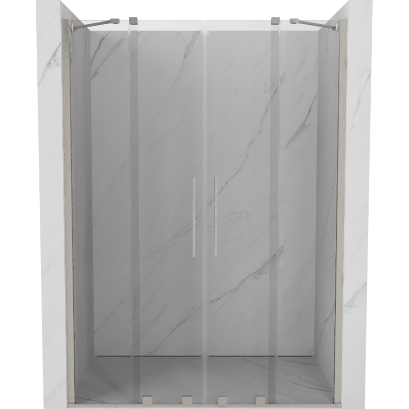 Mexen Velar Duo sliding shower doors 150 cm, transparent, brushed nickel - 871-150-000-02-97