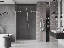 Mexen Velar Duo klizna vrata za tuš 150 cm, prozirna, brušeni nikal - 871-150-000-02-97
