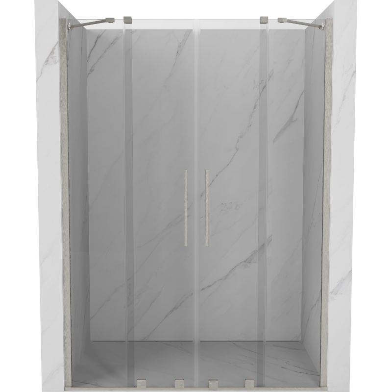 Mexen Velar Duo Schiebeduschtür 160 cm, transparent, gebürsteter Nickel - 871-160-000-02-97