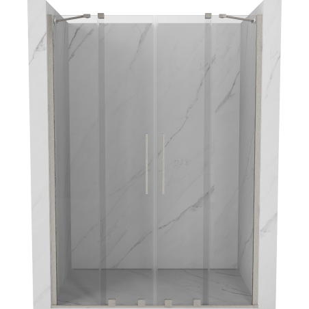 Mexen Velar Duo Schiebeduschtür 160 cm, transparent, gebürsteter Nickel - 871-160-000-02-97