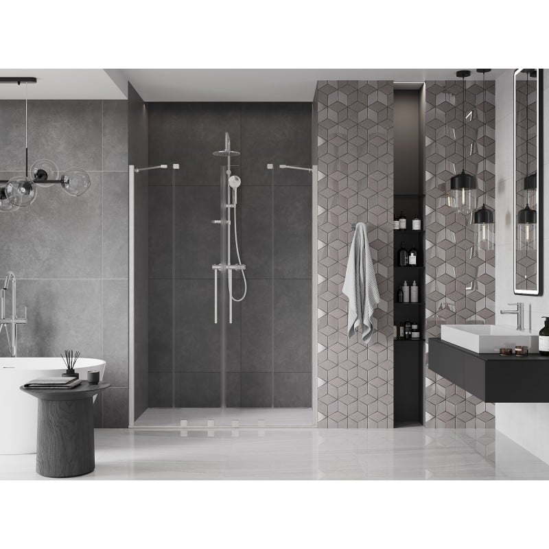 Mexen Velar Duo drzwi prysznicowe rozsuwane 160 cm, transparent, nikiel szczotkowany - 871-160-000-02-97