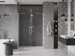 Mexen Velar Duo drzwi prysznicowe rozsuwane 160 cm, transparent, nikiel szczotkowany - 871-160-000-02-97