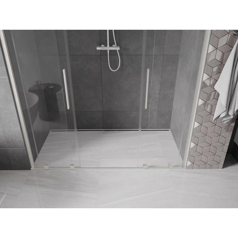 Mexen Velar Duo portas de chuveiro deslizantes 170 cm, transparente, níquel escovado - 871-170-000-02-97