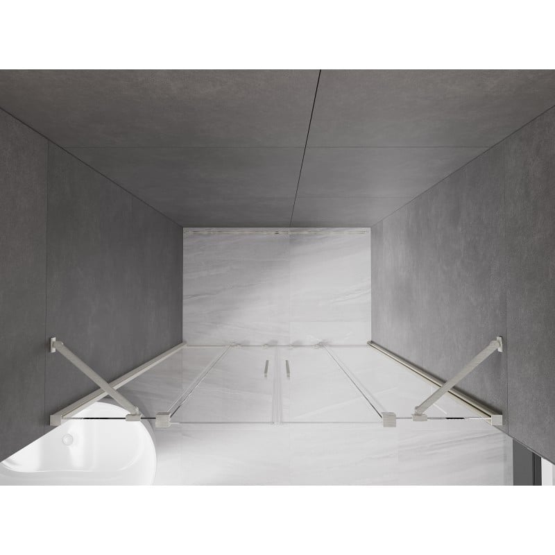 Mexen Velar Duo sliding shower doors 160 cm, transparent, brushed nickel - 871-160-000-02-97