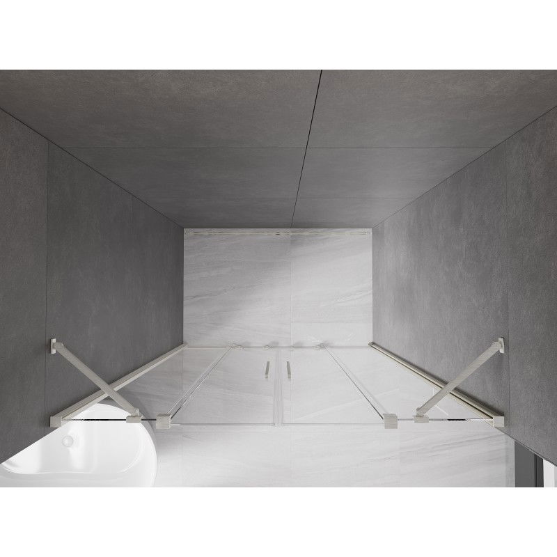 Mexen Velar Duo skjutbara duschdörrar 150 cm, transparent, borstad nickel - 871-150-000-02-97