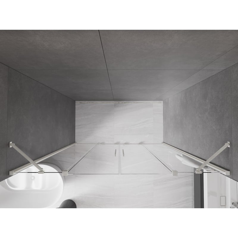 Mexen Velar Duo portas de chuveiro deslizantes 170 cm, transparente, níquel escovado - 871-170-000-02-97