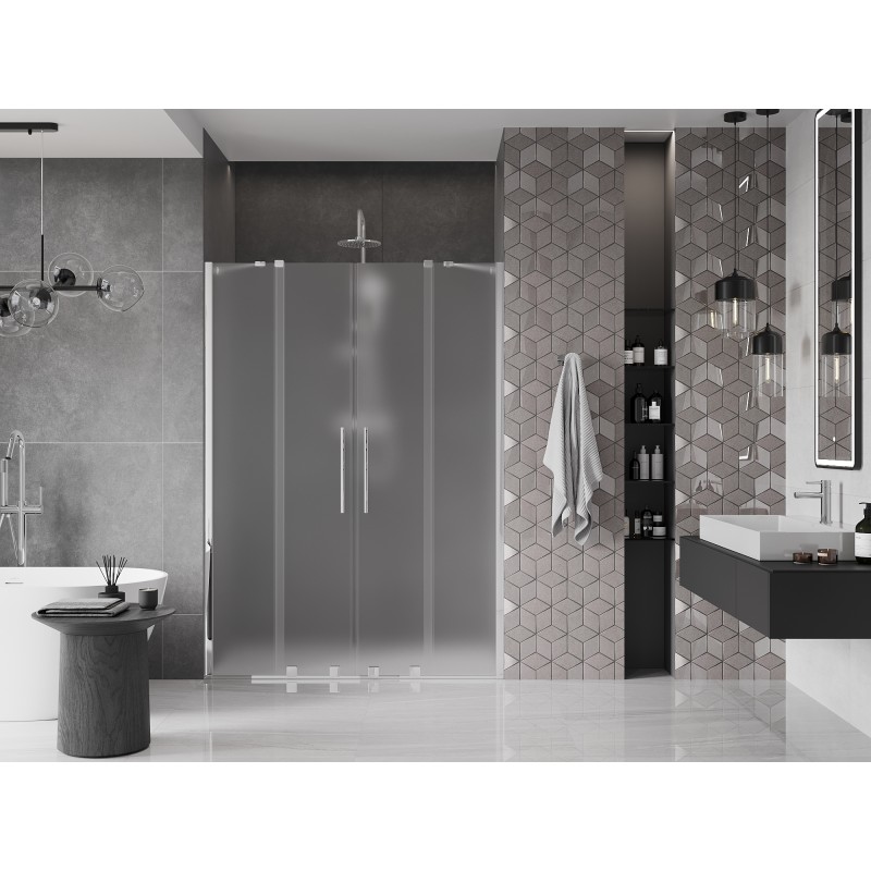 Mexen Velar Duo drzwi prysznicowe rozsuwane 150 cm, szron, chrom - 871-150-000-32-01
