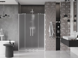 Mexen Velar Duo drzwi prysznicowe rozsuwane 140 cm, szron, białe - 871-140-000-32-20