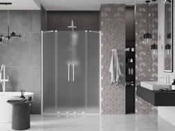 Mexen Velar Duo drzwi prysznicowe rozsuwane 150 cm, szron, białe - 871-150-000-32-20