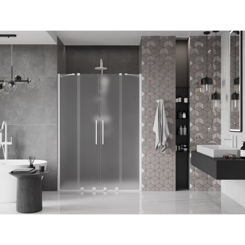 Mexen Velar Duo drzwi prysznicowe rozsuwane 160 cm, szron, białe - 871-160-000-32-20