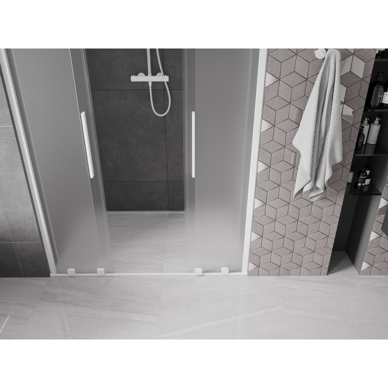 Mexen Velar Duo drzwi prysznicowe rozsuwane 150 cm, szron, białe - 871-150-000-32-20