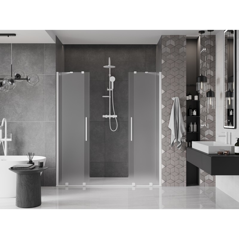 Mexen Velar Duo drzwi prysznicowe rozsuwane 180 cm, szron, białe - 871-180-000-32-20