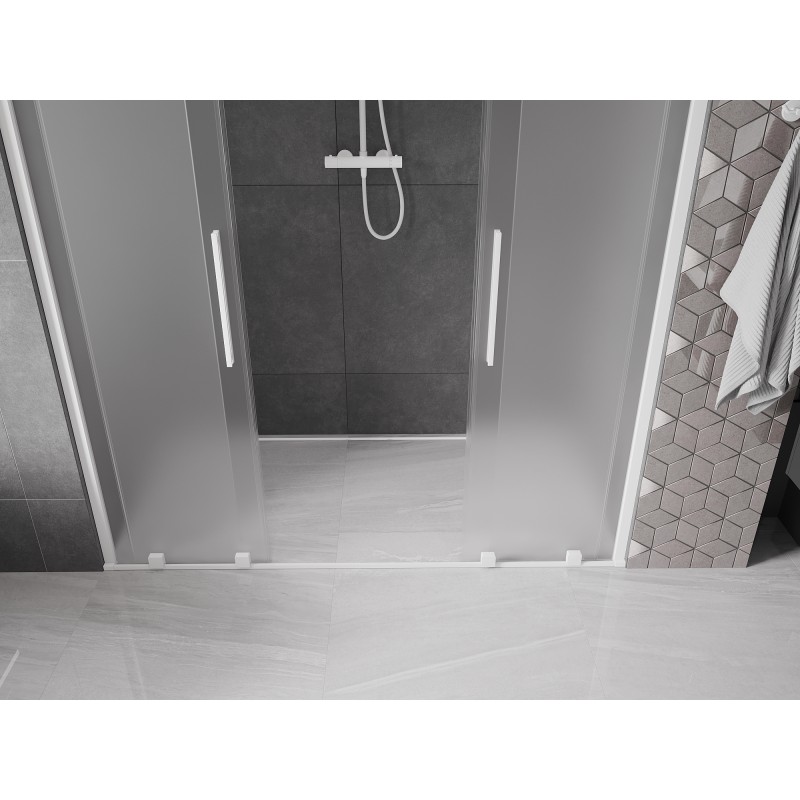 Mexen Velar Duo drzwi prysznicowe rozsuwane 170 cm, szron, białe - 871-170-000-32-20