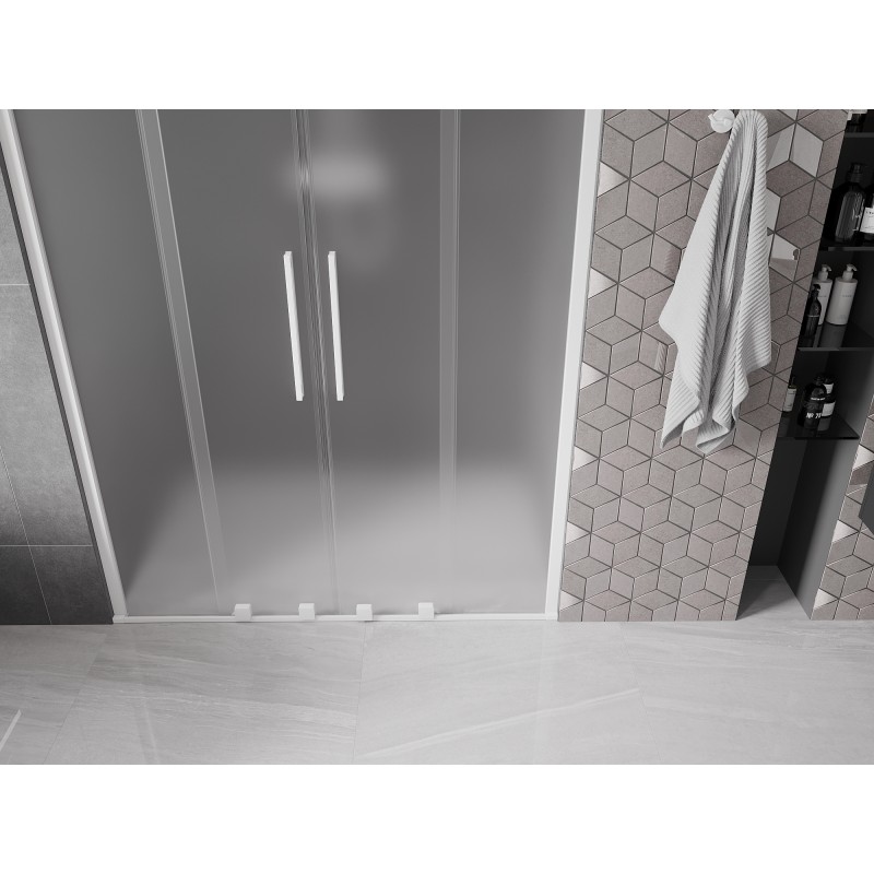 Mexen Velar Duo drzwi prysznicowe rozsuwane 160 cm, szron, białe - 871-160-000-32-20