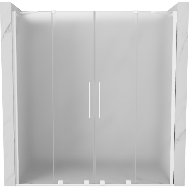 Mexen Velar Duo drzwi prysznicowe rozsuwane 200 cm, szron, białe - 871-200-000-32-20
