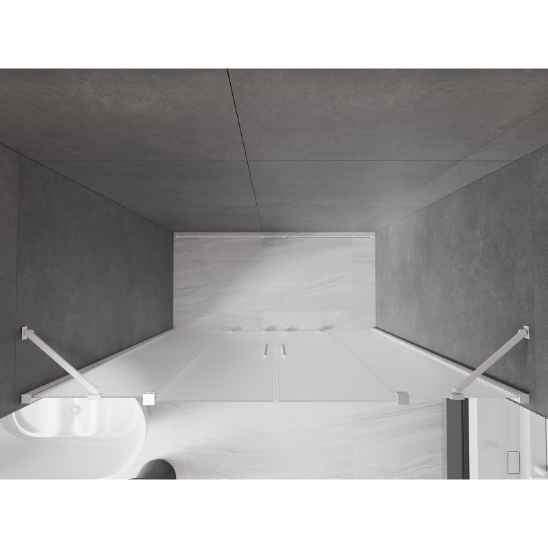 Mexen Velar Duo drzwi prysznicowe rozsuwane 180 cm, szron, białe - 871-180-000-32-20
