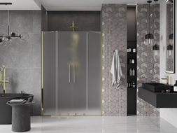 Mexen Velar Duo drzwi prysznicowe rozsuwane 140 cm, szron, złote - 871-140-000-32-50