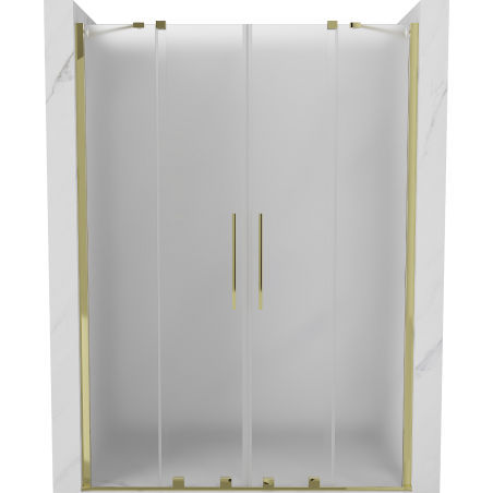 Mexen Velar Duo puertas de ducha correderas 150 cm, escarcha, dorado - 871-150-000-32-50