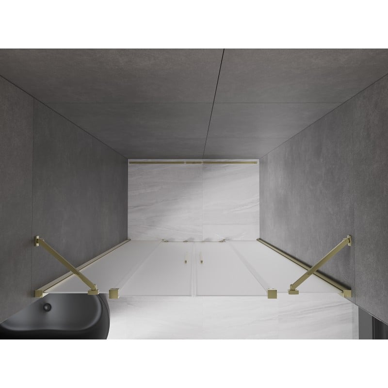 Mexen Velar Duo drzwi prysznicowe rozsuwane 140 cm, szron, złote - 871-140-000-32-50