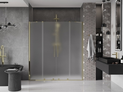 Mexen Velar Duo drzwi prysznicowe rozsuwane 200 cm, szron, złote - 871-200-000-32-50