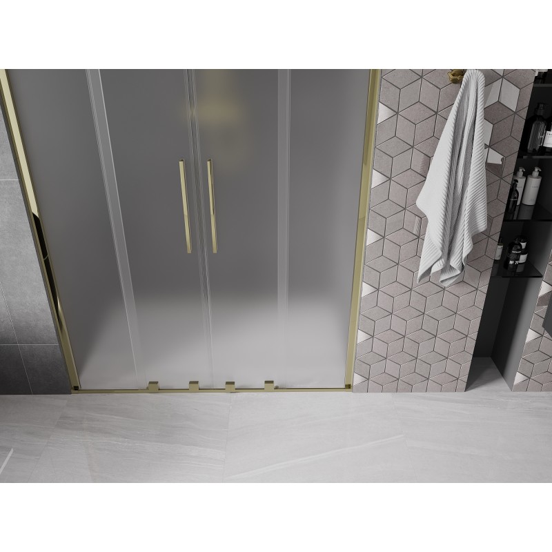 Mexen Velar Duo drzwi prysznicowe rozsuwane 160 cm, szron, złote - 871-160-000-32-50