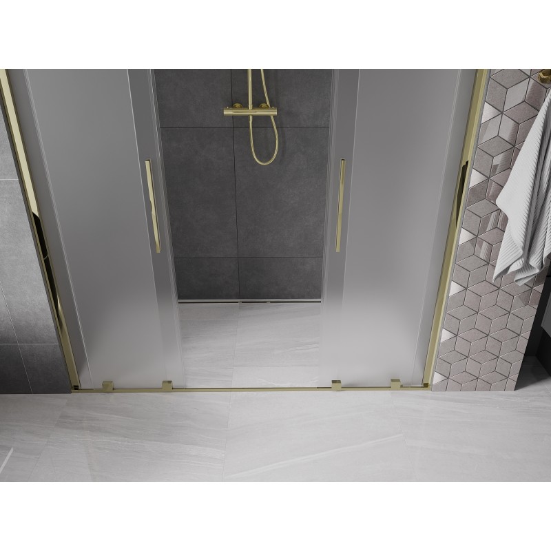 Mexen Velar Duo drzwi prysznicowe rozsuwane 200 cm, szron, złote - 871-200-000-32-50