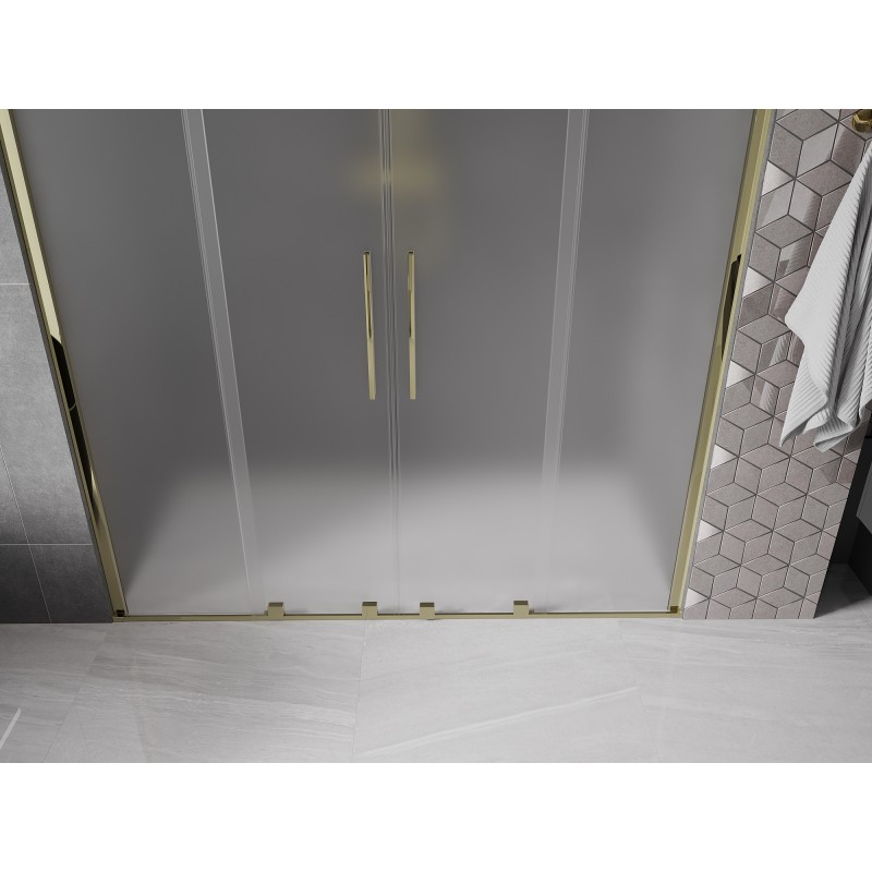 Mexen Velar Duo drzwi prysznicowe rozsuwane 200 cm, szron, złote - 871-200-000-32-50