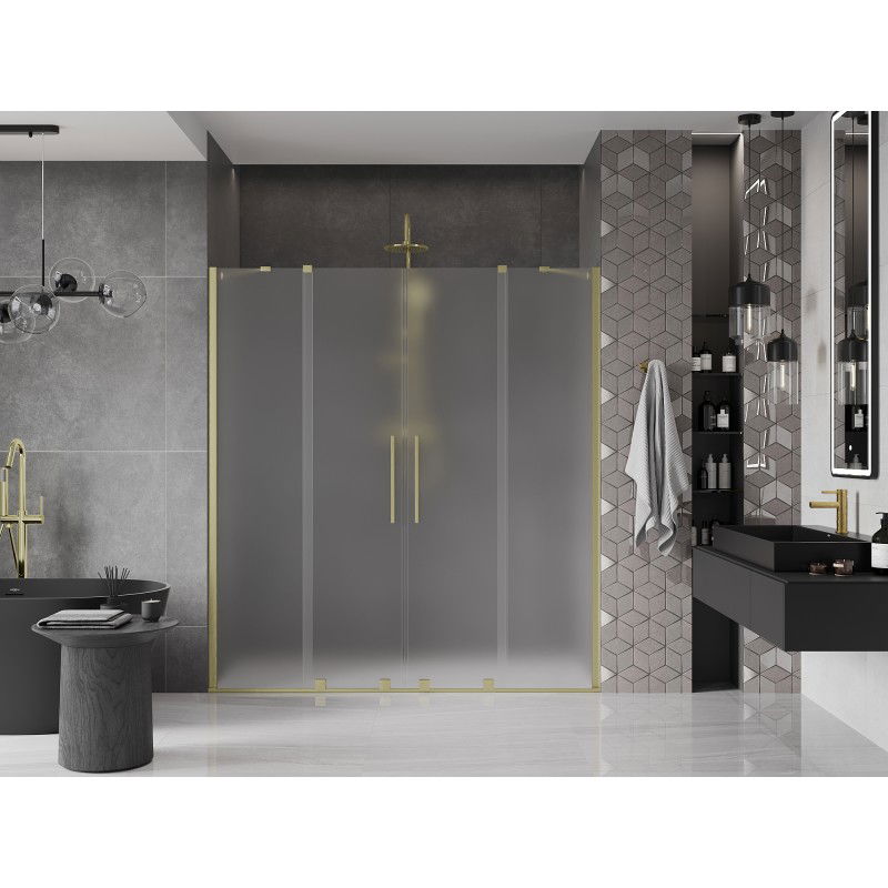 Mexen Velar Duo porta doccia scorrevole 170 cm, effetto ghiaccio, oro spazzolato - 871-170-000-32-55