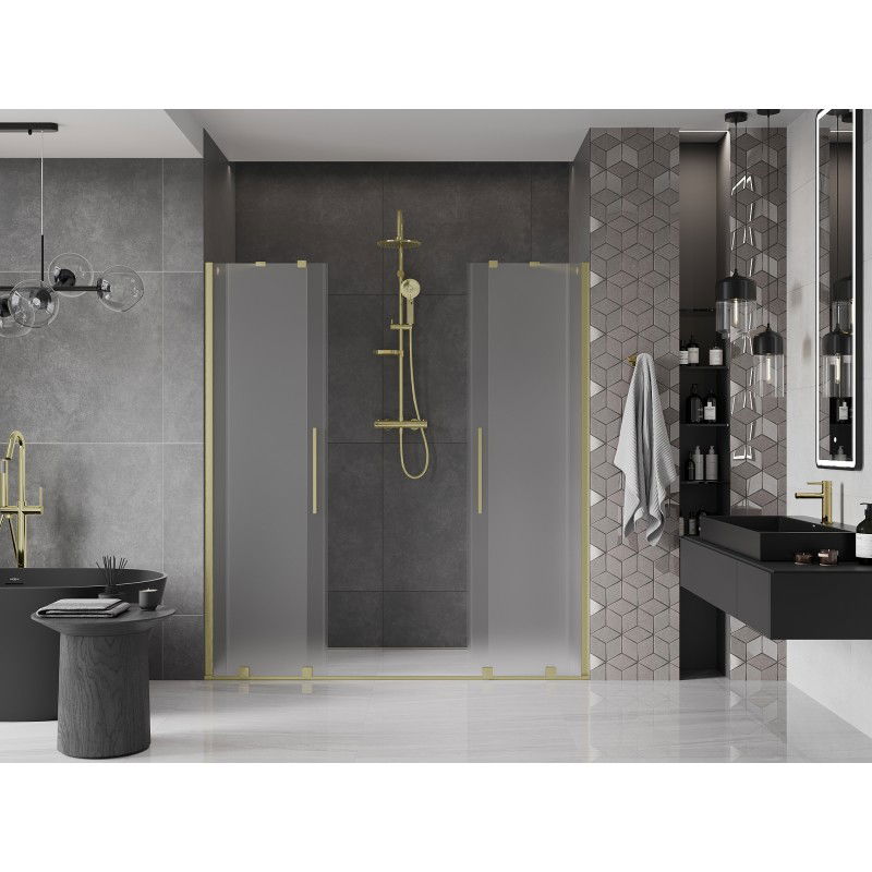 Mexen Velar Duo sliding shower doors 200 cm, frost, brushed gold - 871-200-000-32-55